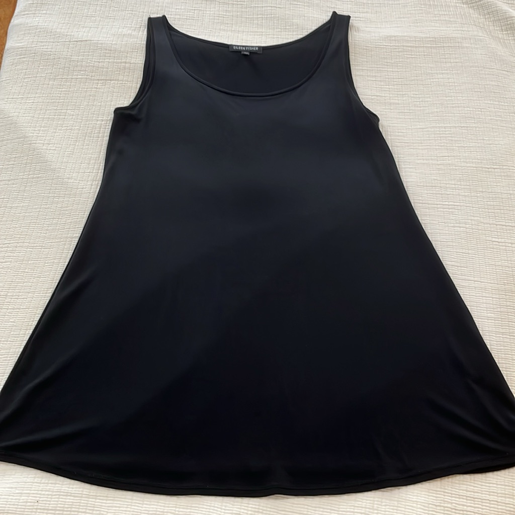 Eileen Fisher Black Silk Jersey Tunic Tank Xs